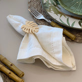 Guardanapo em Tecido 40cm x 40cm Branco Off White - Ela Decora